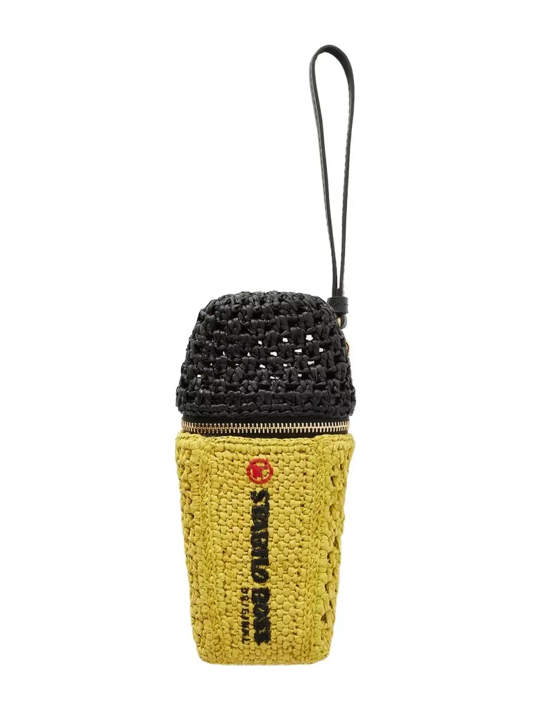Anya Hindmarch Stabilo Leather-trimmed Raffia Bag Charm