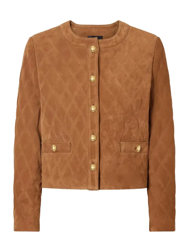 Nili Lotan Amy Quilted Suede Jacket
