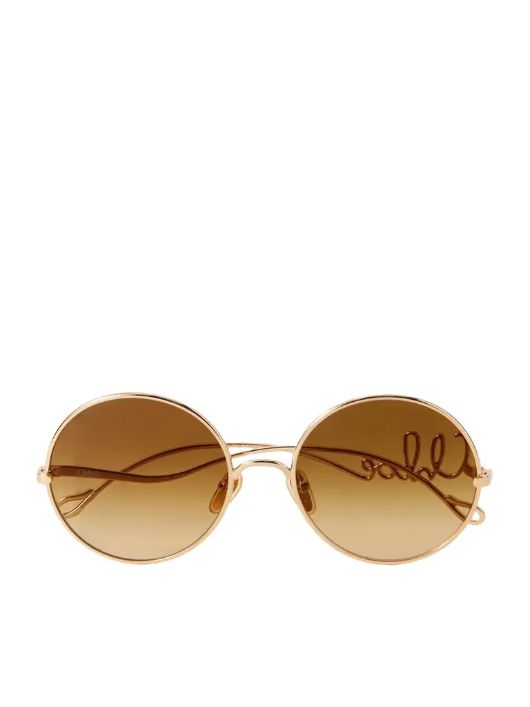 Chloé Iconic Round-frame Gold-tone Sunglasses