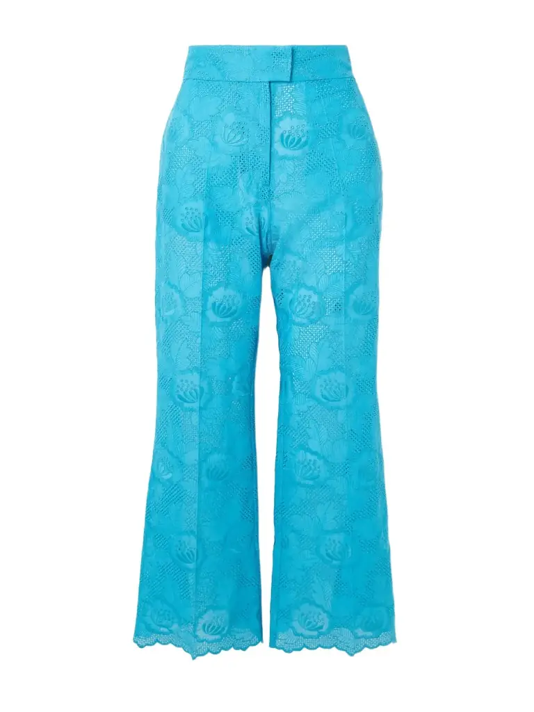 Valentino Garavani Broderie Anglaise Cotton Bootcut Pants