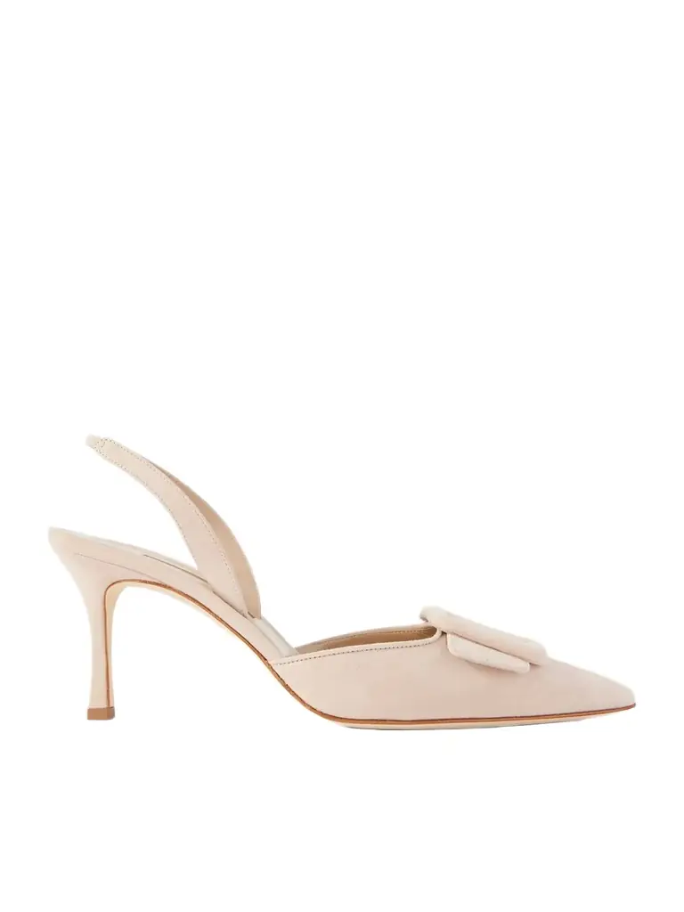 Manolo Blahnik Maysli 70 Buckled Suede Slingback Pumps