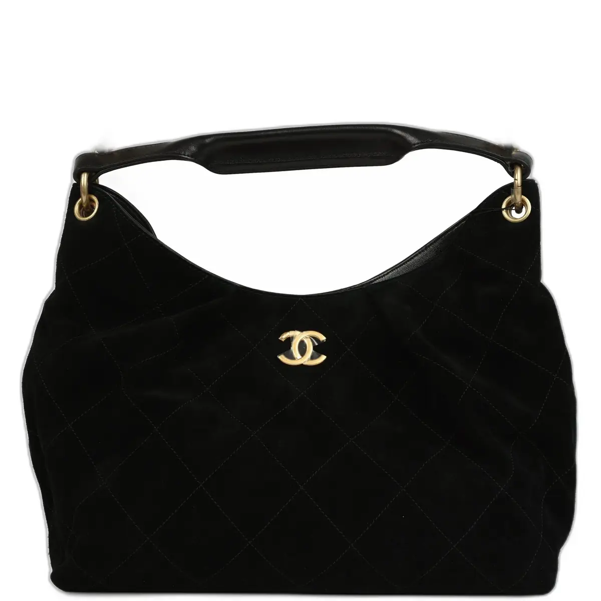 Chanel Chanel Maxi Hobo Bag Black Suede Antique Gold Hardware