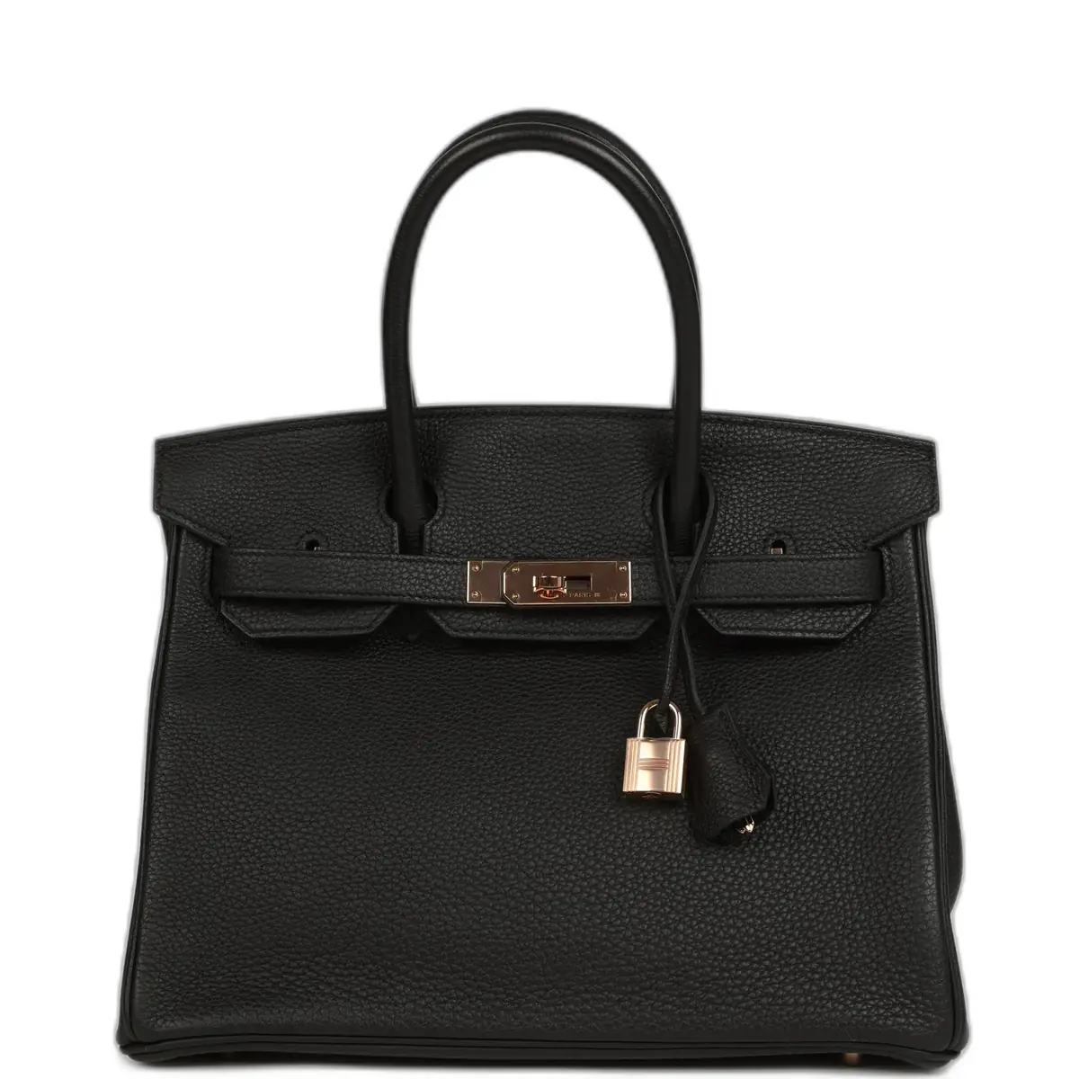 hermes Pre-owned Hermes Birkin 30 Black Togo Rose Gold Hardware