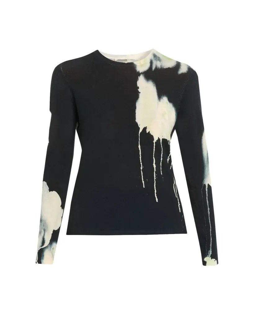 Jason Wu Collection Watercolor Floral Merino Wool Crewneck Sweater