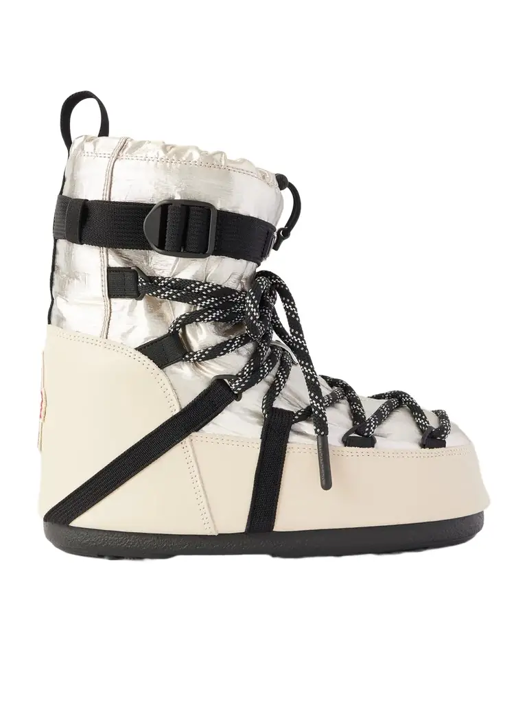 Moncler Grenoble + Moon Boot Icon Metallic Shell And Leather Snow Boots