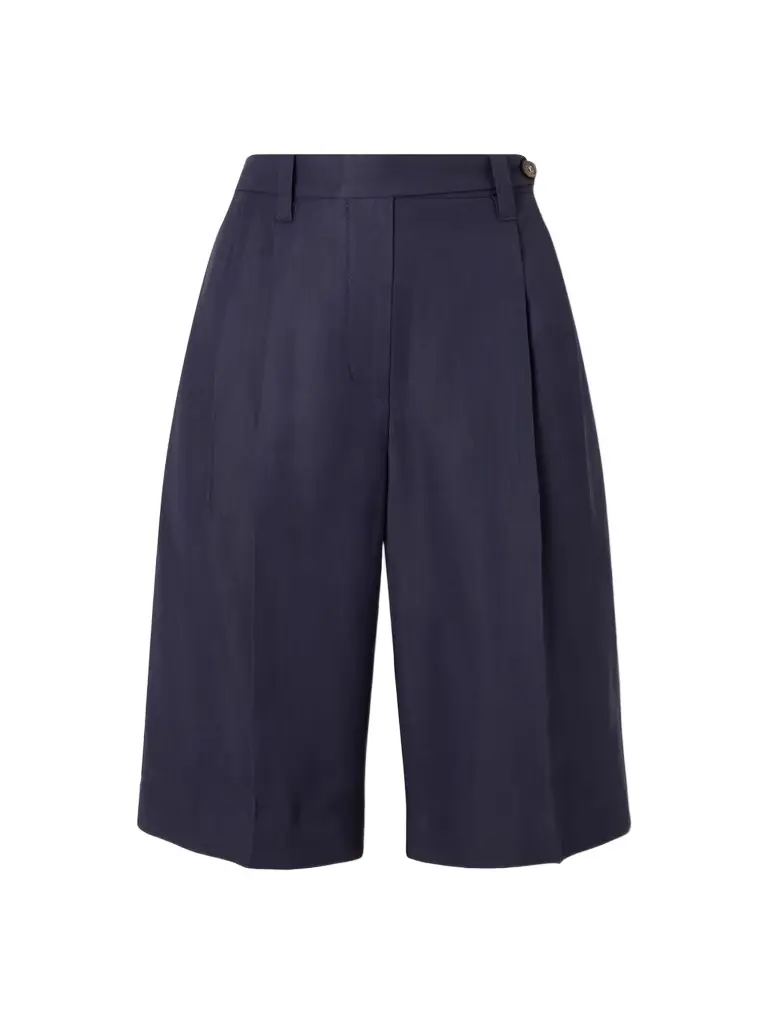 Brunello Cucinelli Bead-embellished Pleated Twill Shorts