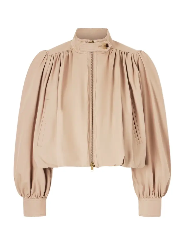 Chloé Cropped Gathered Organic Cotton-canvas Jacket