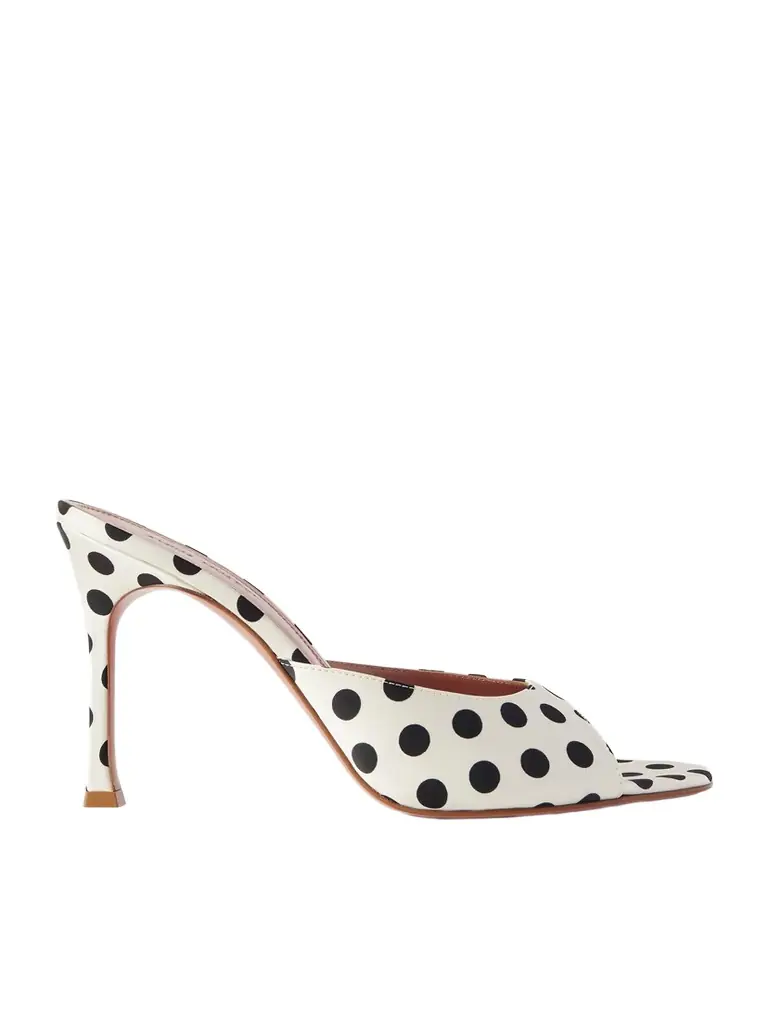 Amina Muaddi Alexa Polka-dot Satin Mules
