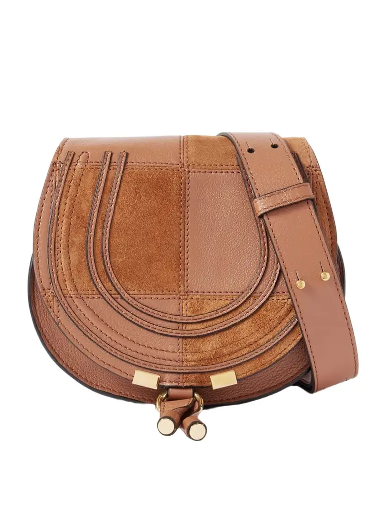 Chloé Marcie Patchwork Leather And Suede Shoulder Bag