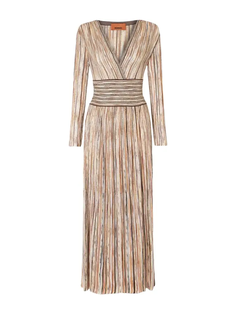 Missoni Sequin-embellished Striped Metallic Crochet-knit Midi Dress