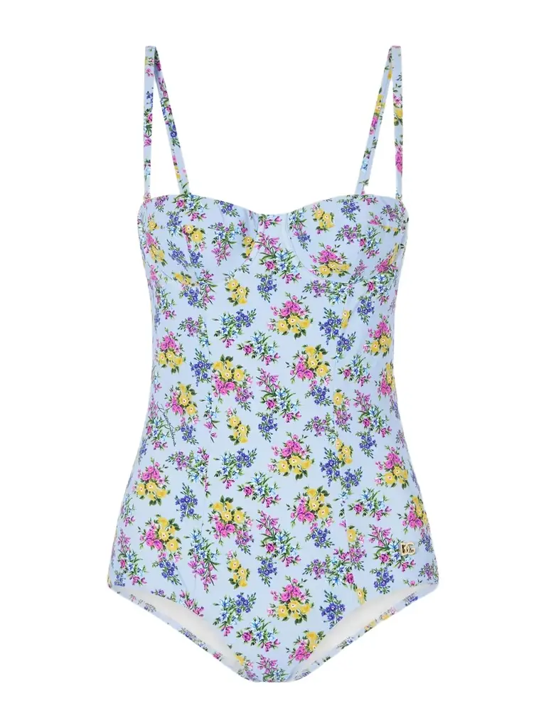 Dolce & Gabbana Embellished Floral-print Swimsuit