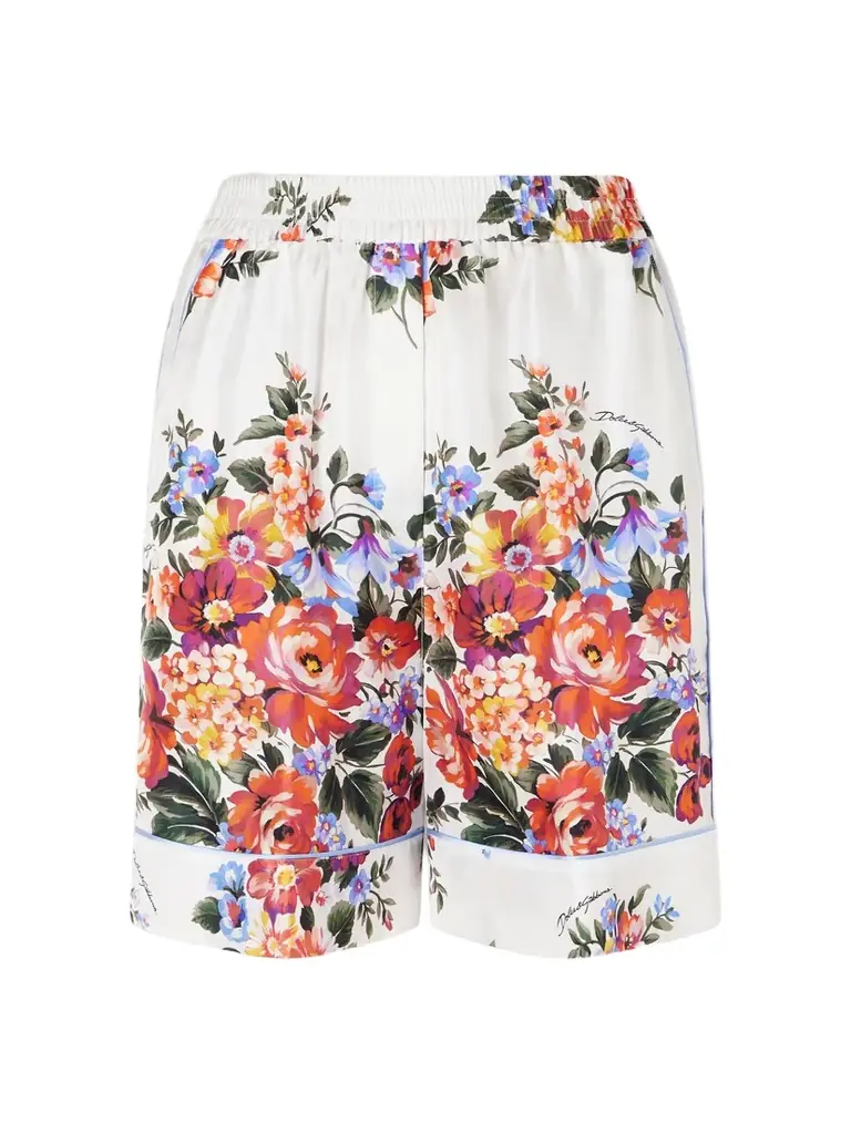 Dolce & Gabbana Floral-print Silk-twill Shorts