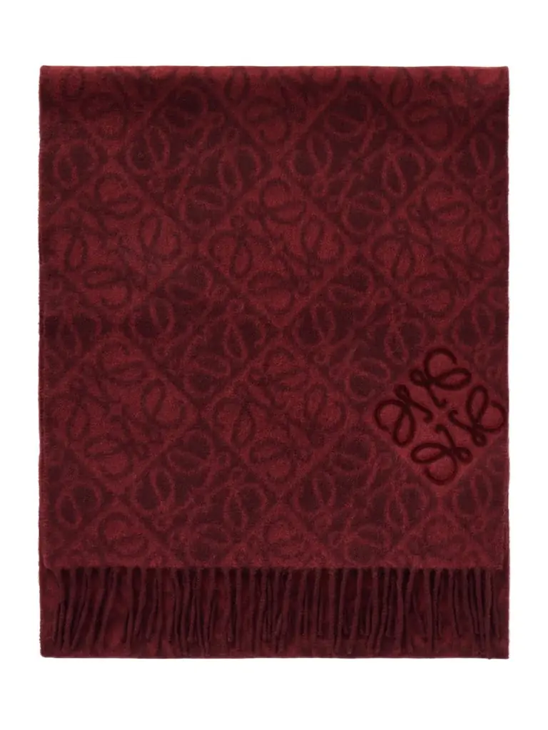 Loewe Fringed Wool And Cashmere-blend Jacquard Scarf