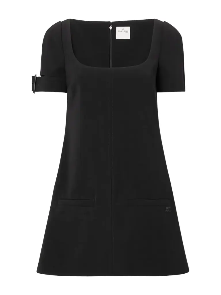 Courreges Buckled Crepe Mini Dress