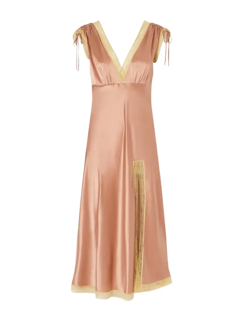 Eres Sophistiquée Lace-trimmed Silk-satin Nightdress