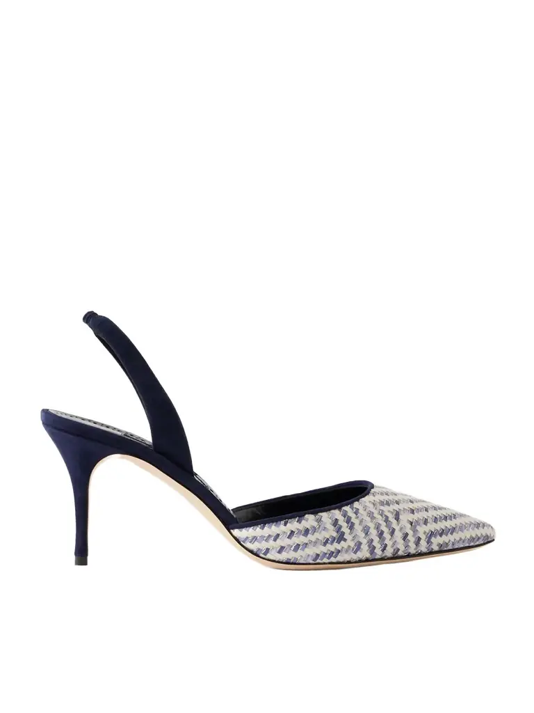 Manolo Blahnik Carolyne 70 Raffia Slingback Pumps