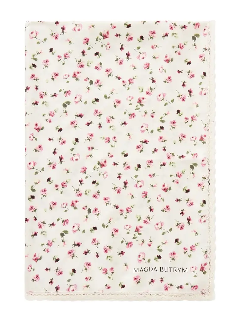 Magda Butrym Lace-trimmed Floral-print Silk-twill Scarf