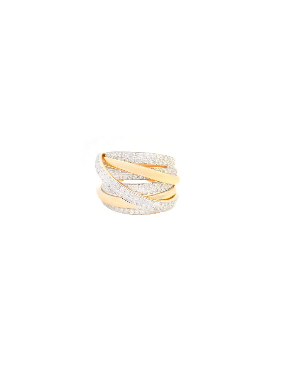 Wish Fine Jewelry 1.60ct Diamond 14K Gold Crossover Statement Ring