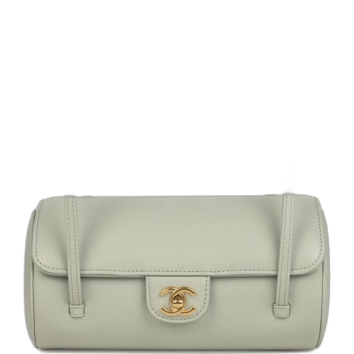 Chanel Chanel Preppy Coco Bowling Bag Light Green Shiny Caviar Brushed Gold Hardware