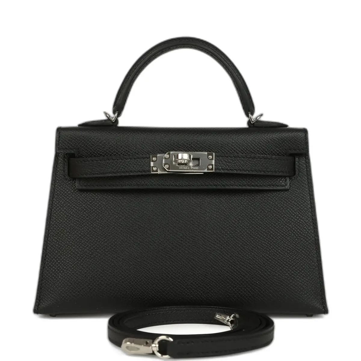 hermes Hermes Kelly Sellier 20 Black Epsom Palladium Hardware