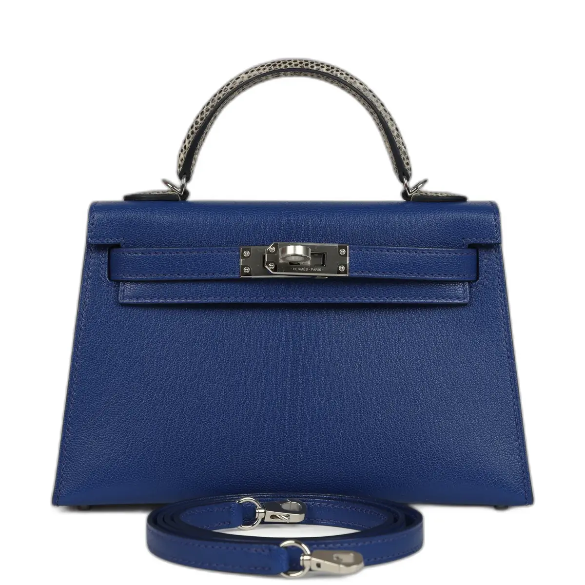 hermes Hermes Kelly Sellier 20 Bleu Royal Chevre Chamkila and Ombre Varanus Salvator Lizard Touch Palladium Hardware