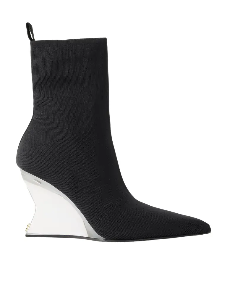 Balmain Ribbed Wedge Ankle Boots