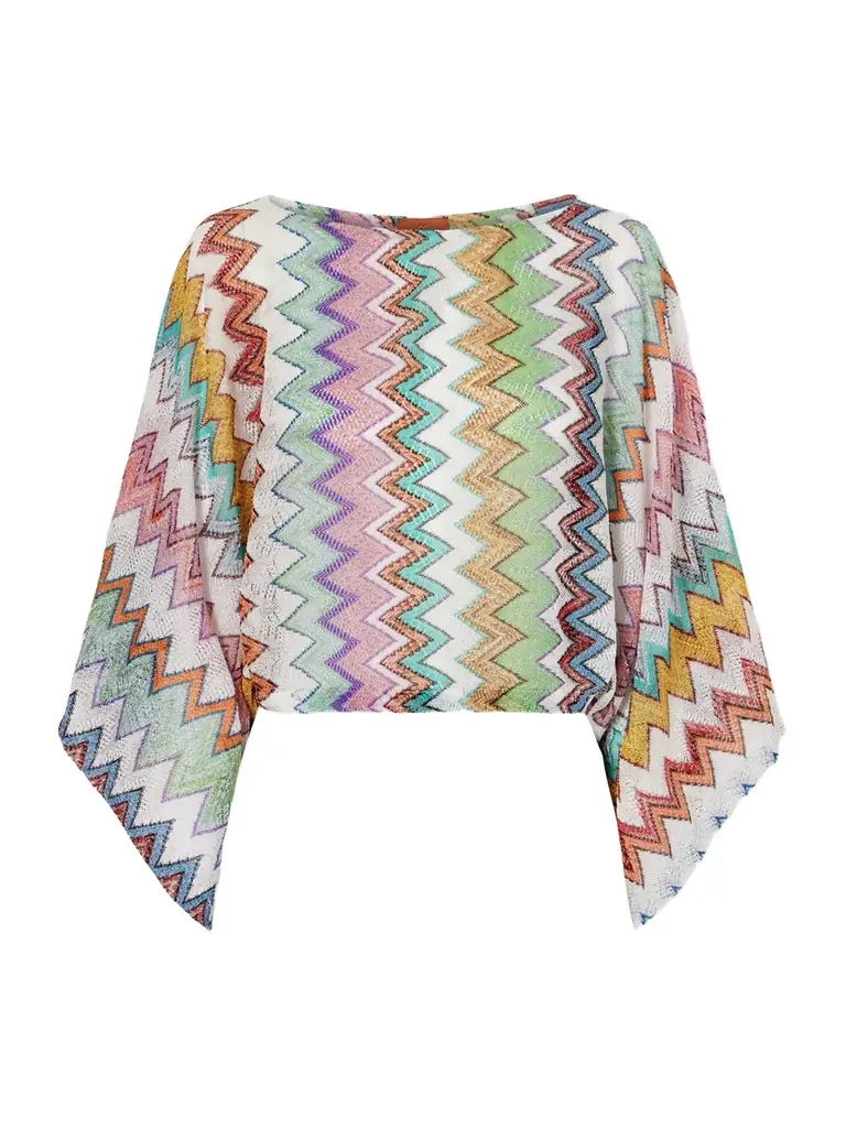 Missoni Striped Metallic Crochet-knit Blouse