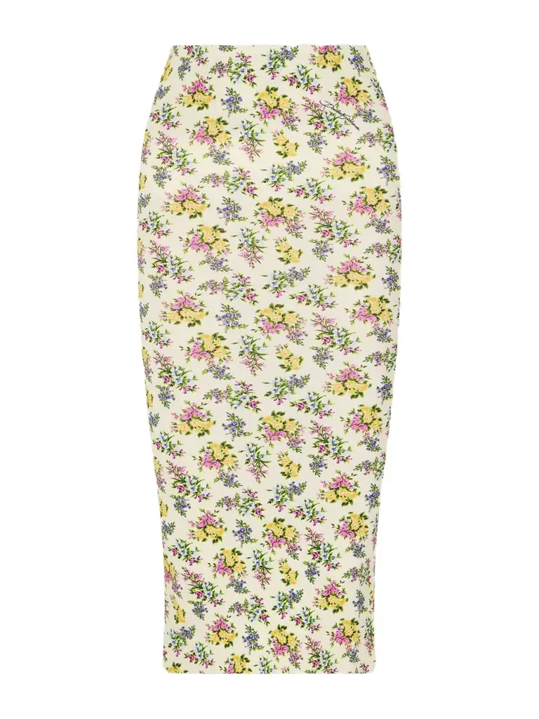 Dolce & Gabbana Floral-print Ribbed-knit Midi Skirt