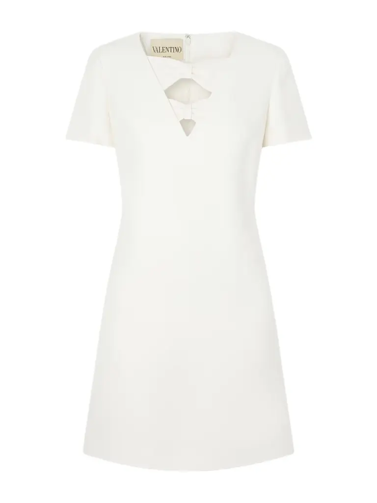 Valentino Garavani Bow-detailed Wool And Silk-blend Crepe Mini Dress