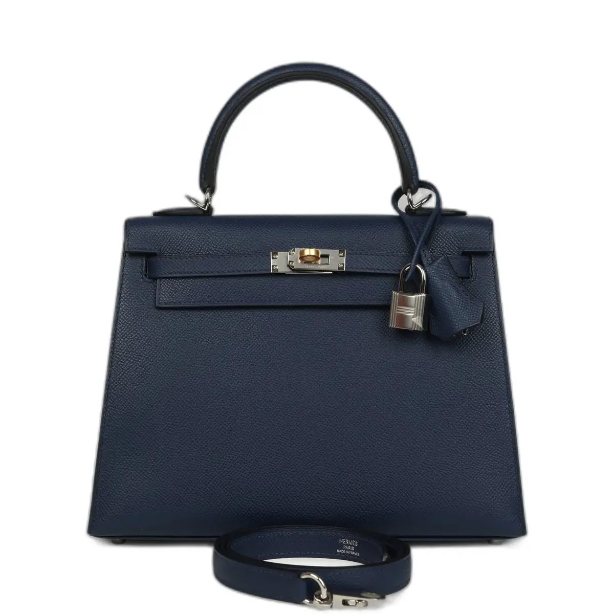 hermes Hermes Kelly Sellier 25 Bleu Navy Epsom Electrum Hardware