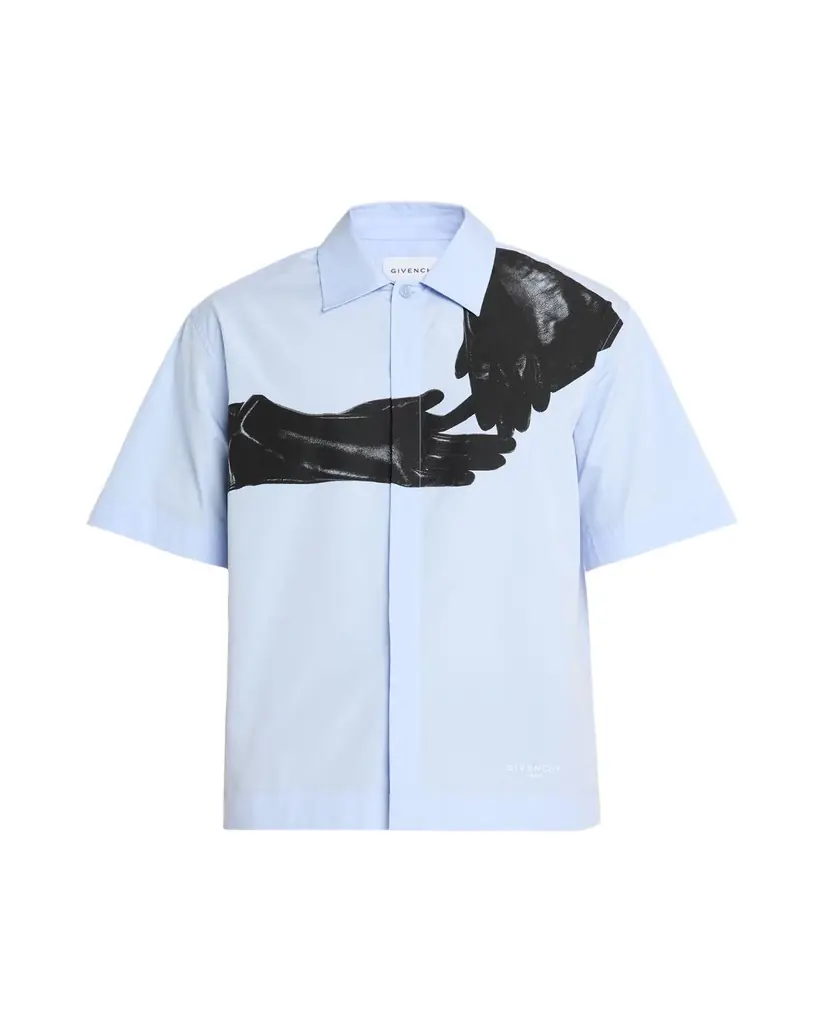 Givenchy Men's Poplin Short-Sleeve Shirt with Surrealism Print