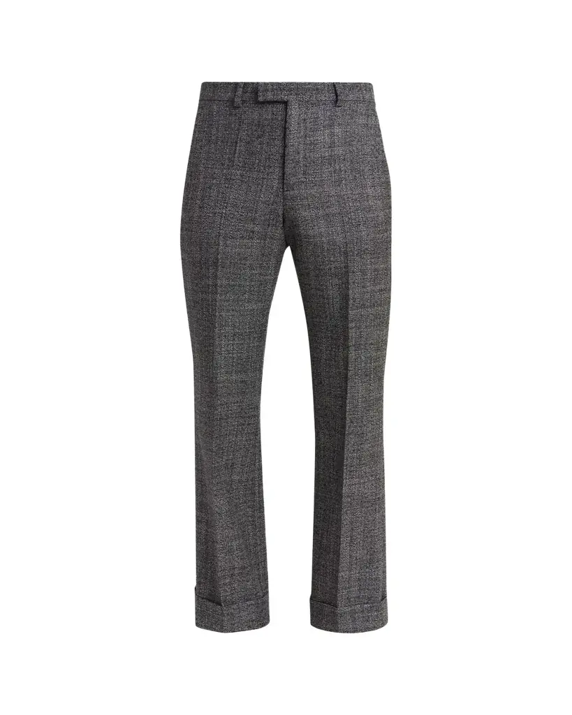 Valentino Garavani Men's Wool Mouline Cuffed Trousers