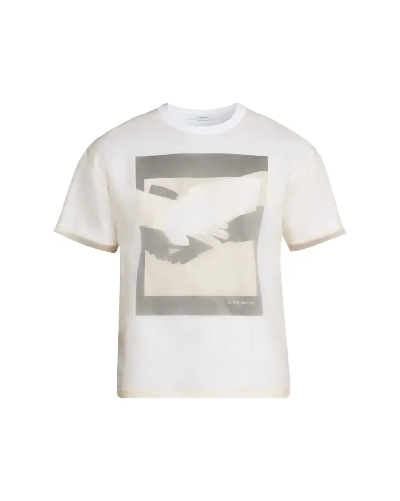 Givenchy Men's Layered Cotton and Organza T-hirt with urrealism Print