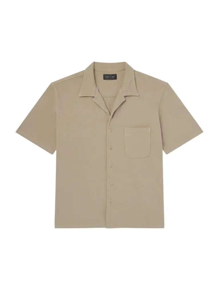 Les Tien Camp-Collar Garment-Dyed Structured Piqué-Jersey Cuban Shirt - Men