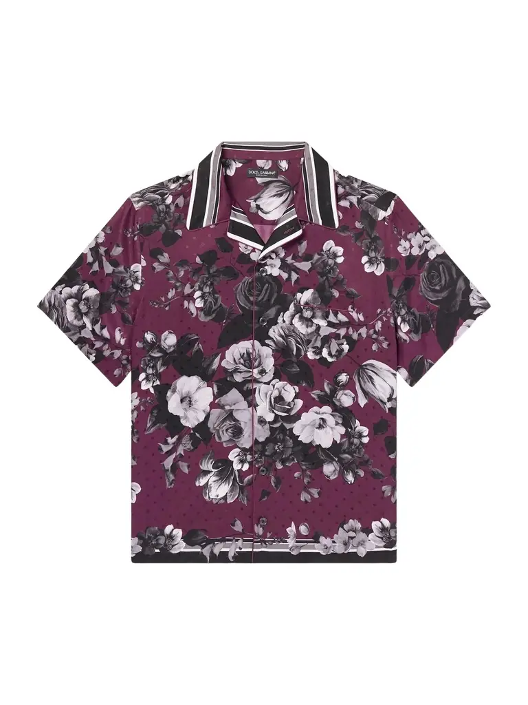 Dolce&Gabbana Camp-Collar Floral-Print Silk-Twill Shirt - Men