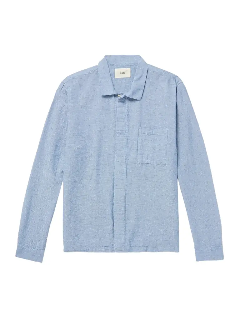 Folk Patch Cotton-Seersucker Shirt - Men