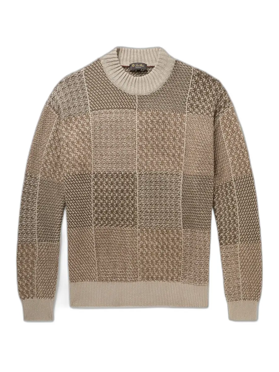 Loro Piana Patchwork Linen, Silk and Cotton-Blend Sweater IT 48