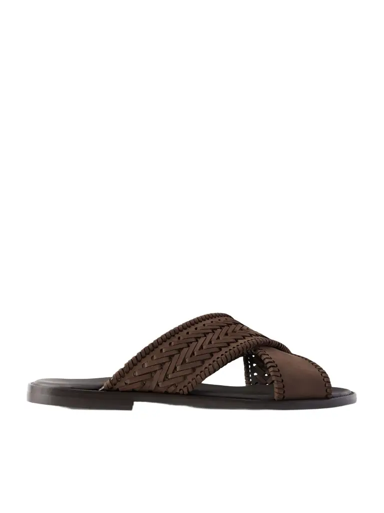 Tex Nubuck-Trimmed Leather Sandals - Men
