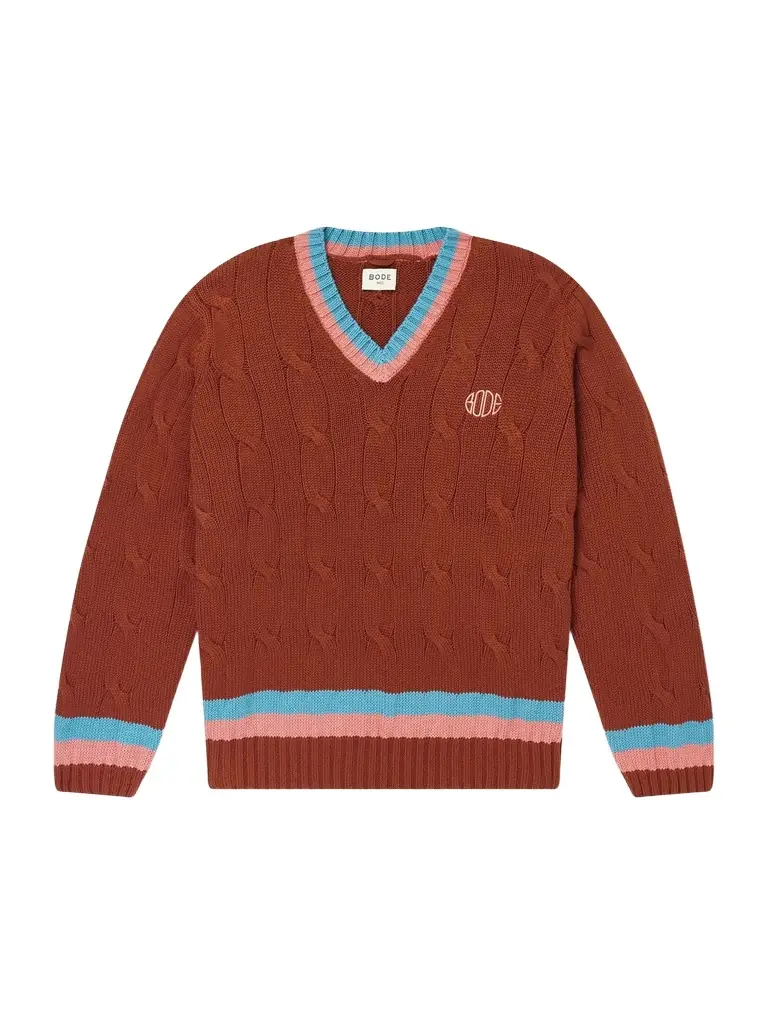 BODE Logo-Embroidered Cable-Knit Cotton Sweater - Men