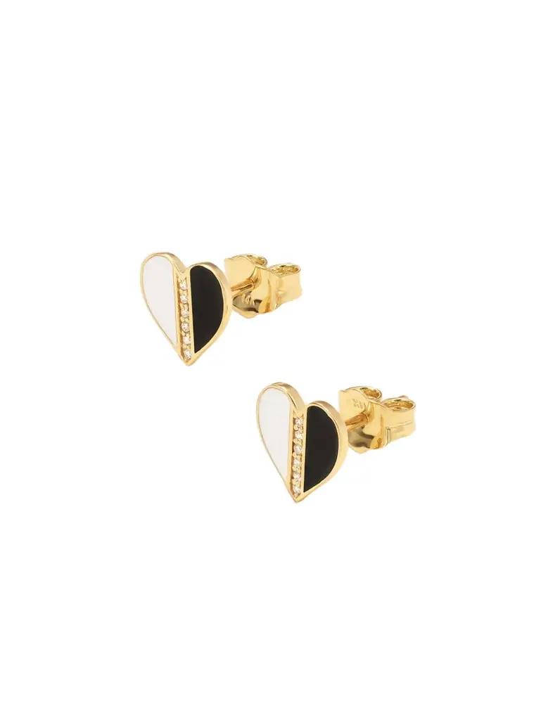 Sydney Evan 14-karat Gold, Diamond And Enamel Earrings
