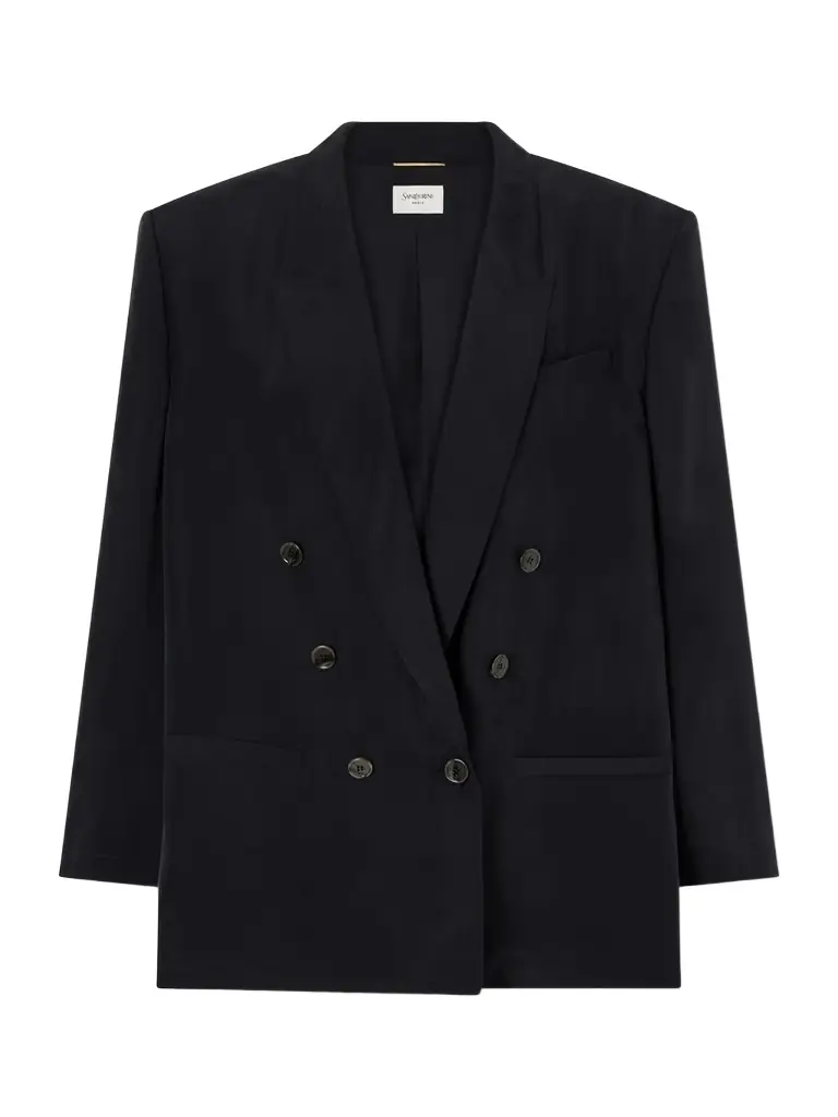 Saint Laurent Double-breasted Silk-habotai Blazer