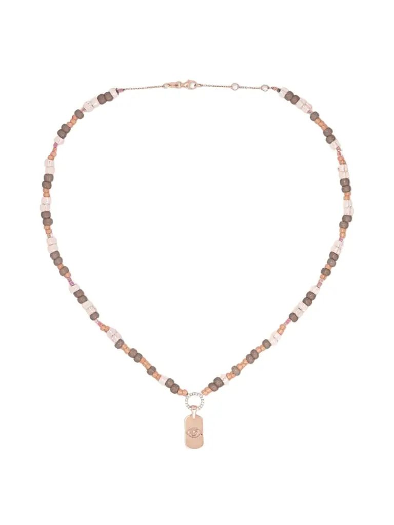 Diane Kordas Id 14-karat Rose Gold, Bead And Diamond Necklace