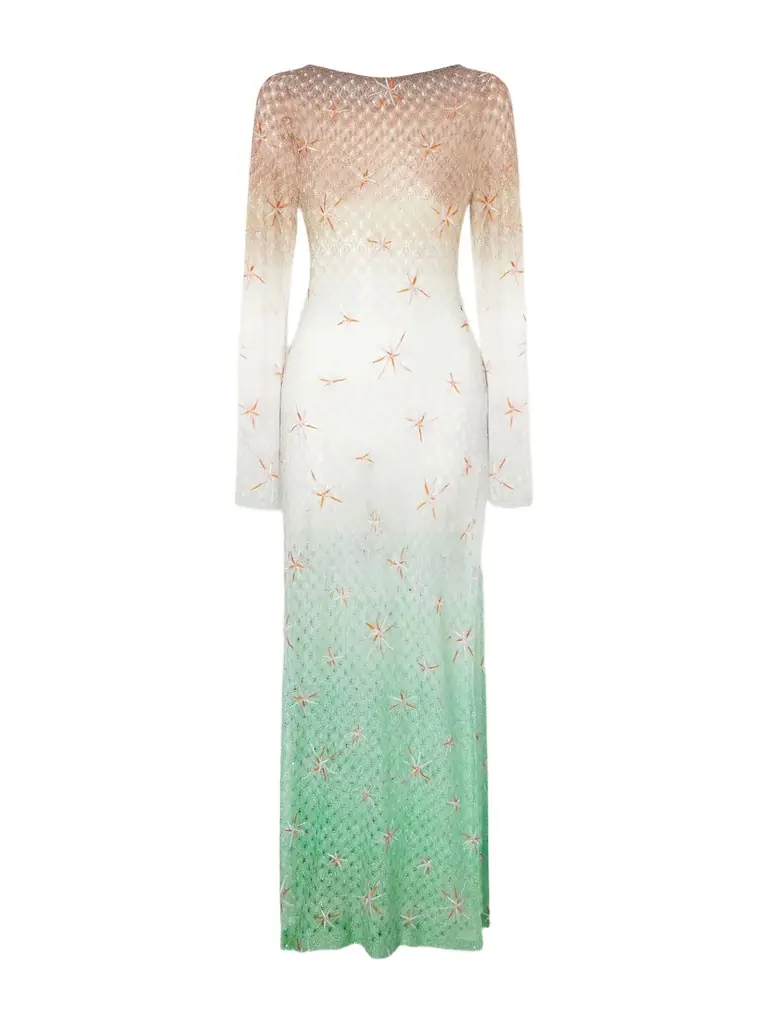 Missoni Open-back Dégradé Embroidered Metallic Crochet-knit Maxi Dress