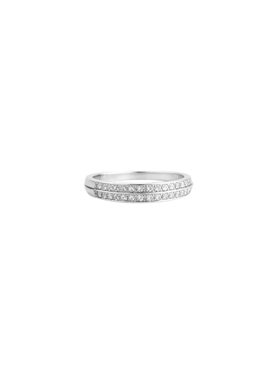 Wish Fine Jewelry 0.20ct Diamond Platinum Dainty Double Ring
