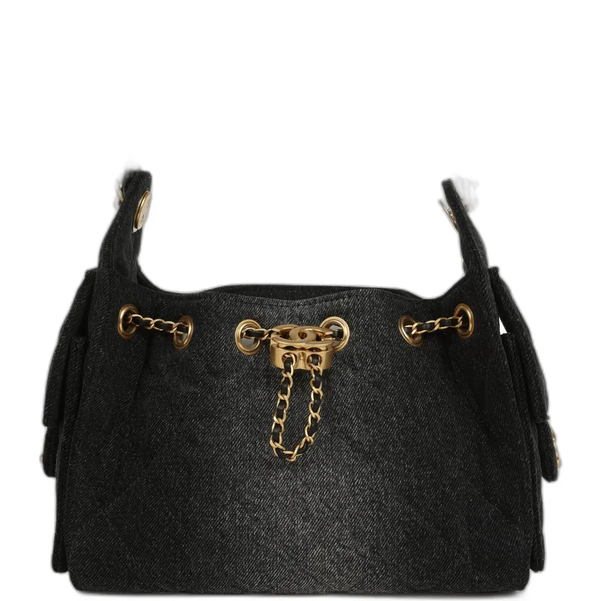 Chanel Chanel Mini 25 Hobo Bag Black Washed Denim Antique Gold Hardware