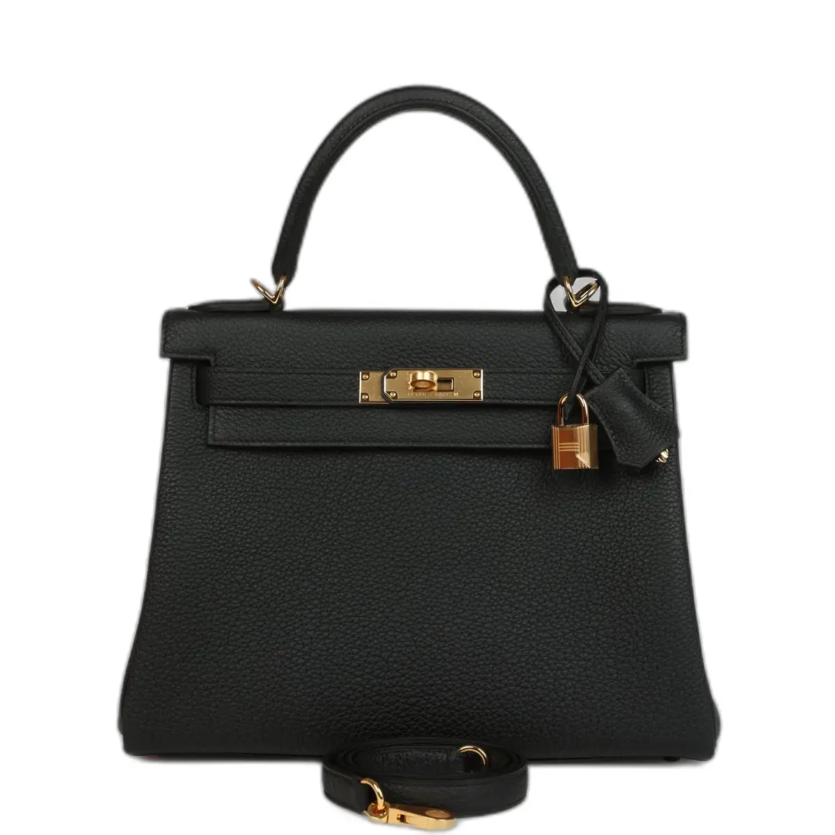 hermes Hermes Kelly Retourne 25 Black Togo Gold Hardware