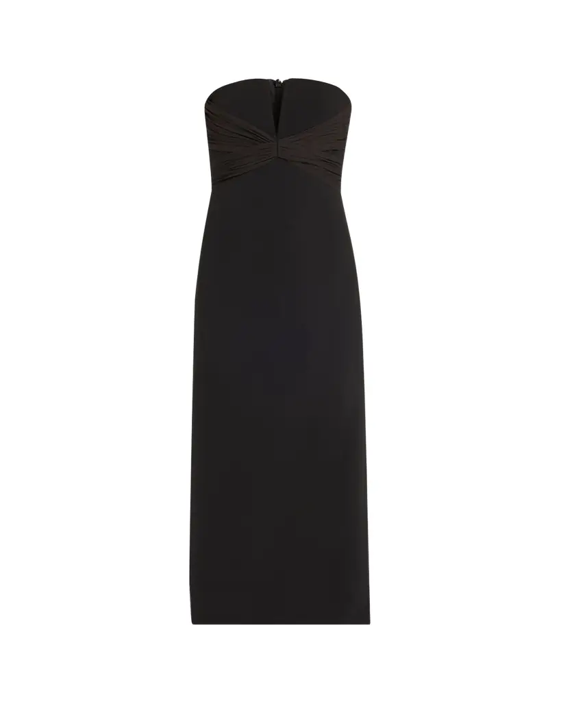 Halston Marguerite Strapless Plunge Midi Dress