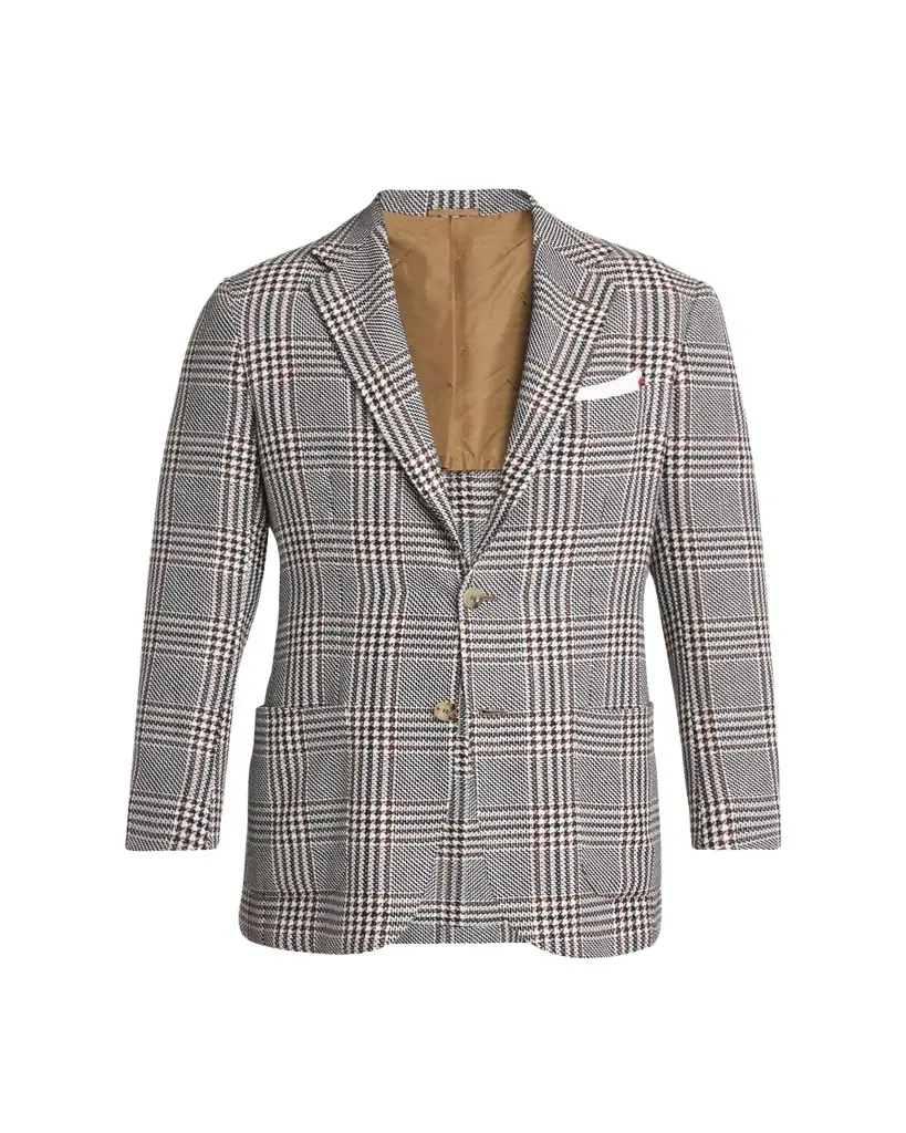 Kiton Men's Prince of Wales Cashmere and Linen Sport Coat