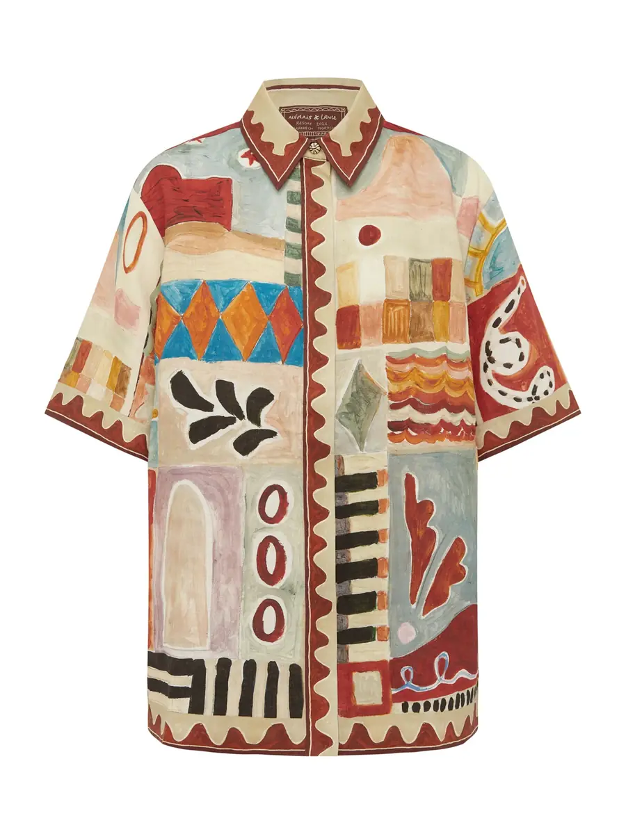 ALEMAIS Michelle Linen Short-Sleeve Shirt