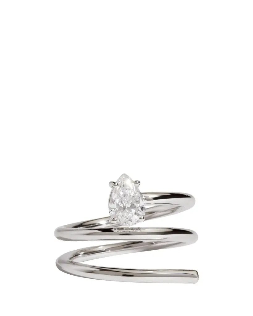 Kendall Row 14K White Gold Pear Lab Grown Diamond Double Wrap Solitaire Ring, Size